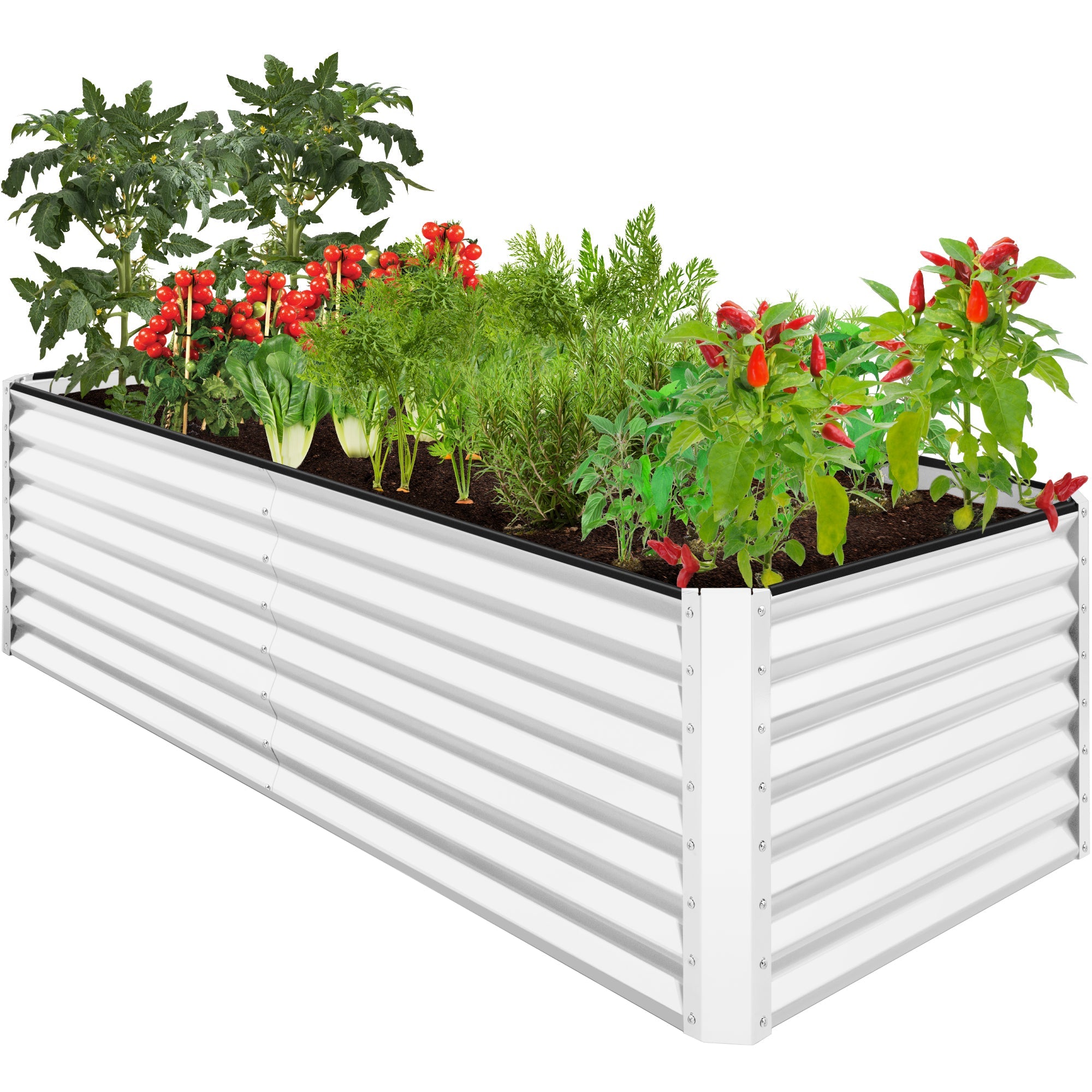 Outdoor Metal Raised Garden Bed for Vegetables, Flowers, Herbs - 8x4x2ft - White