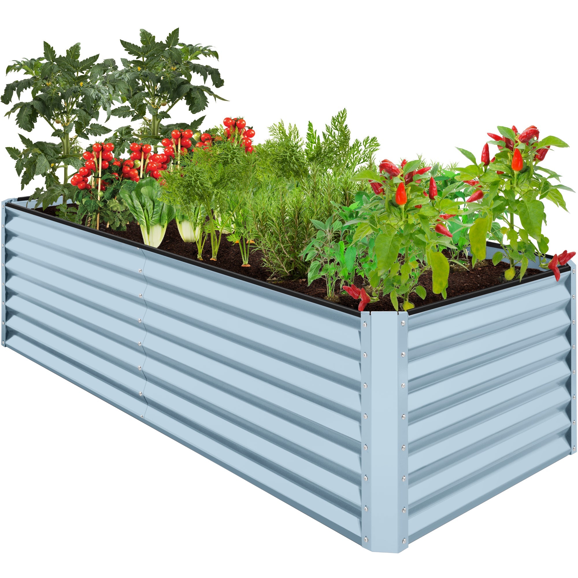 Outdoor Metal Raised Garden Bed for Vegetables, Flowers, Herbs - 8x4x2ft - Mist Blue