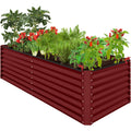 Outdoor Metal Raised Garden Bed for Vegetables, Flowers, Herbs - 8x4x2ft - Royal Red