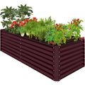 Outdoor Metal Raised Garden Bed for Vegetables, Flowers, Herbs - 8x4x2ft - Burgundy