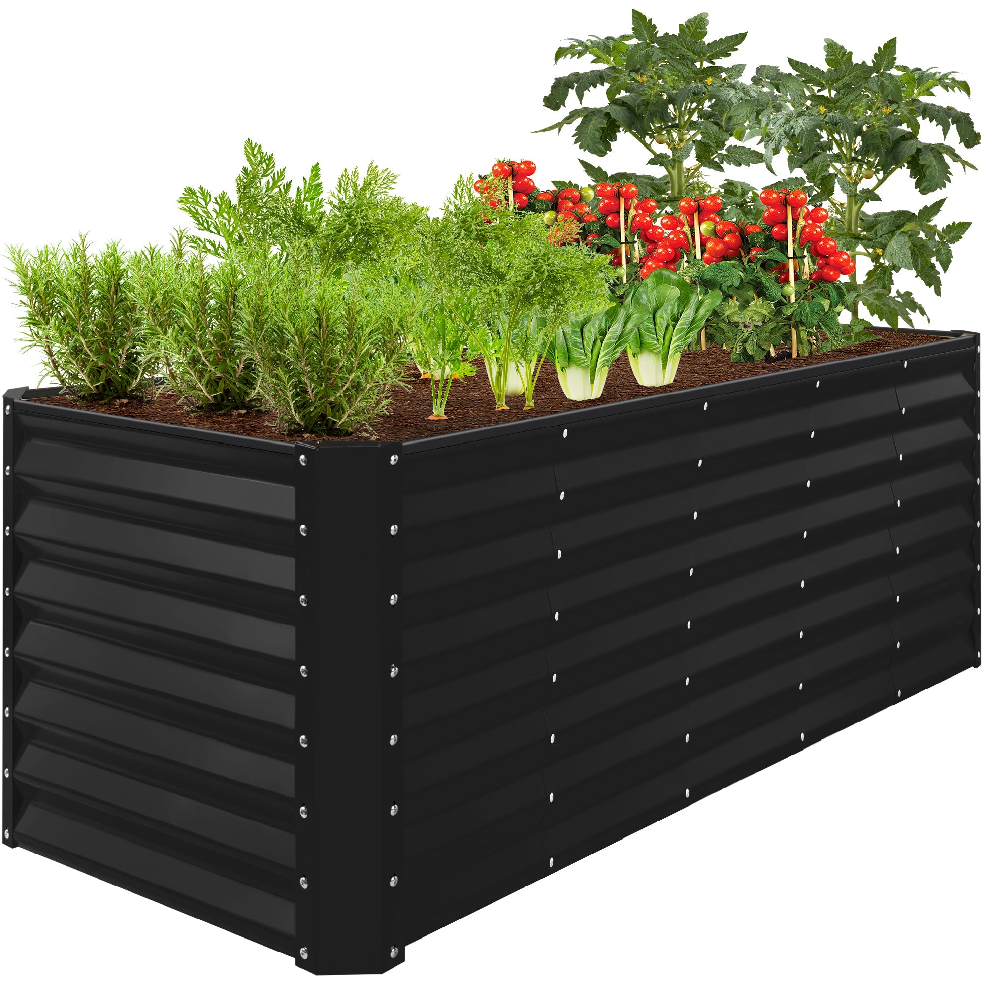 Outdoor Metal Raised Garden Bed for Vegetables, Flowers, Herbs - 8x2x2ft - Black