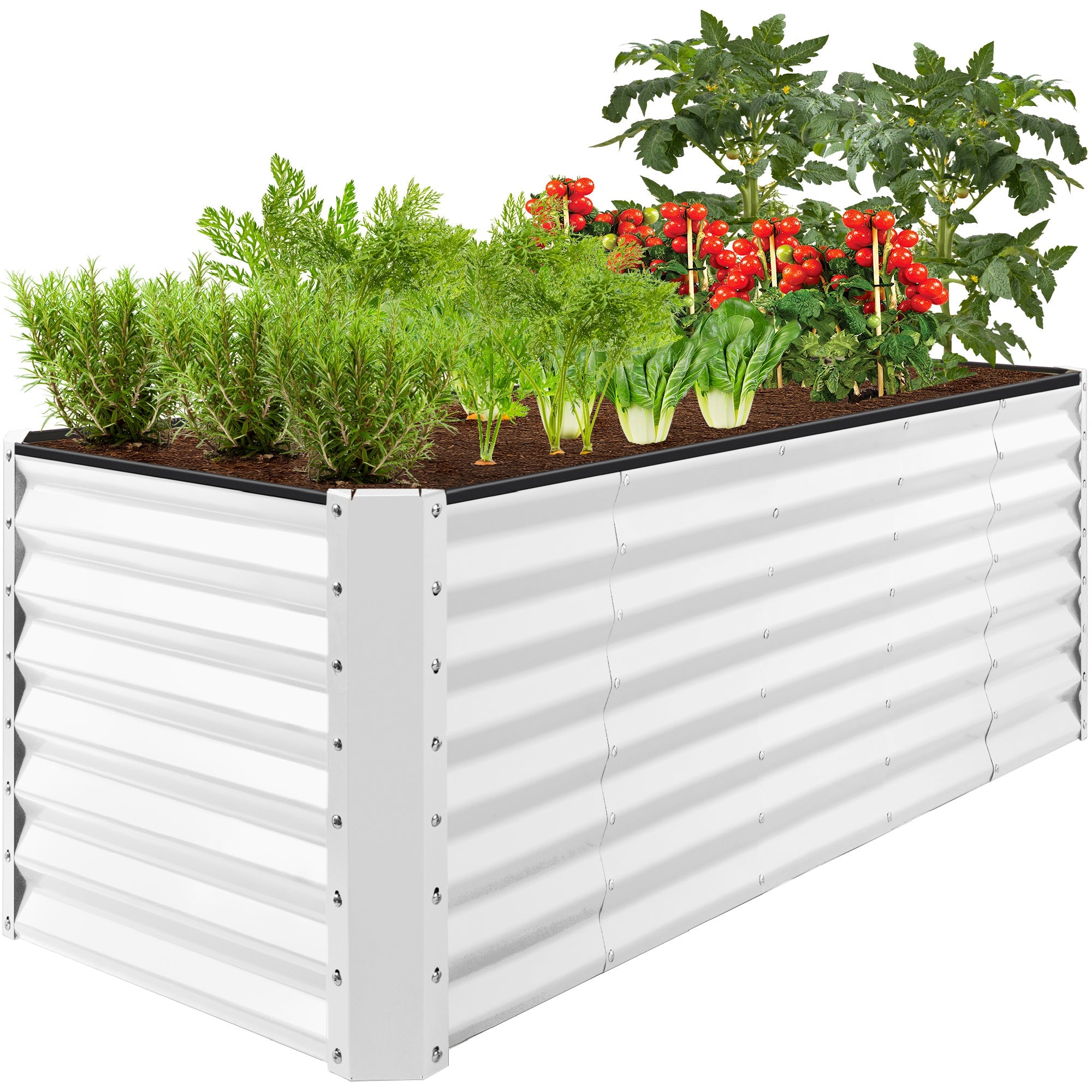 Outdoor Metal Raised Garden Bed for Vegetables, Flowers, Herbs - 8x2x2ft - White