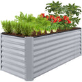 Outdoor Metal Raised Garden Bed for Vegetables, Flowers, Herbs - 8x2x2ft - Moonlight Gray