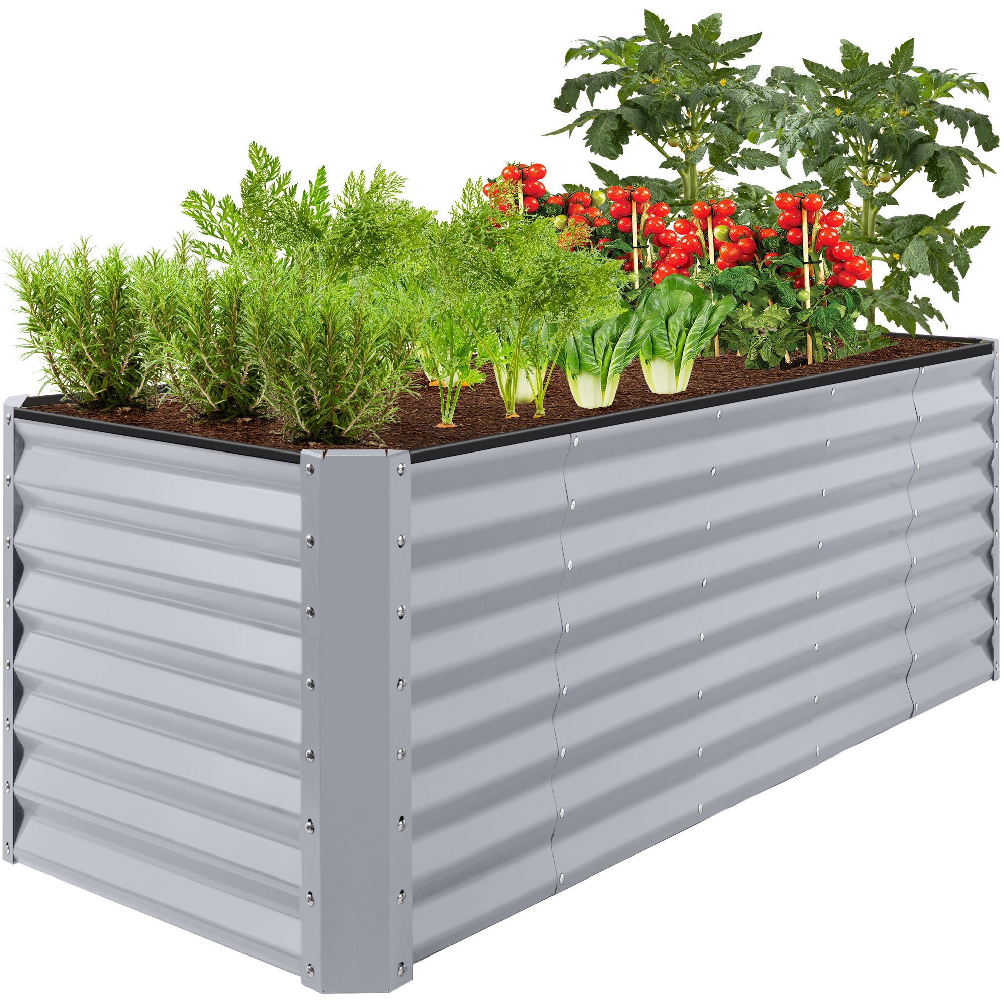 Outdoor Metal Raised Garden Bed for Vegetables, Flowers, Herbs - 8x2x2ft - Moonlight Gray
