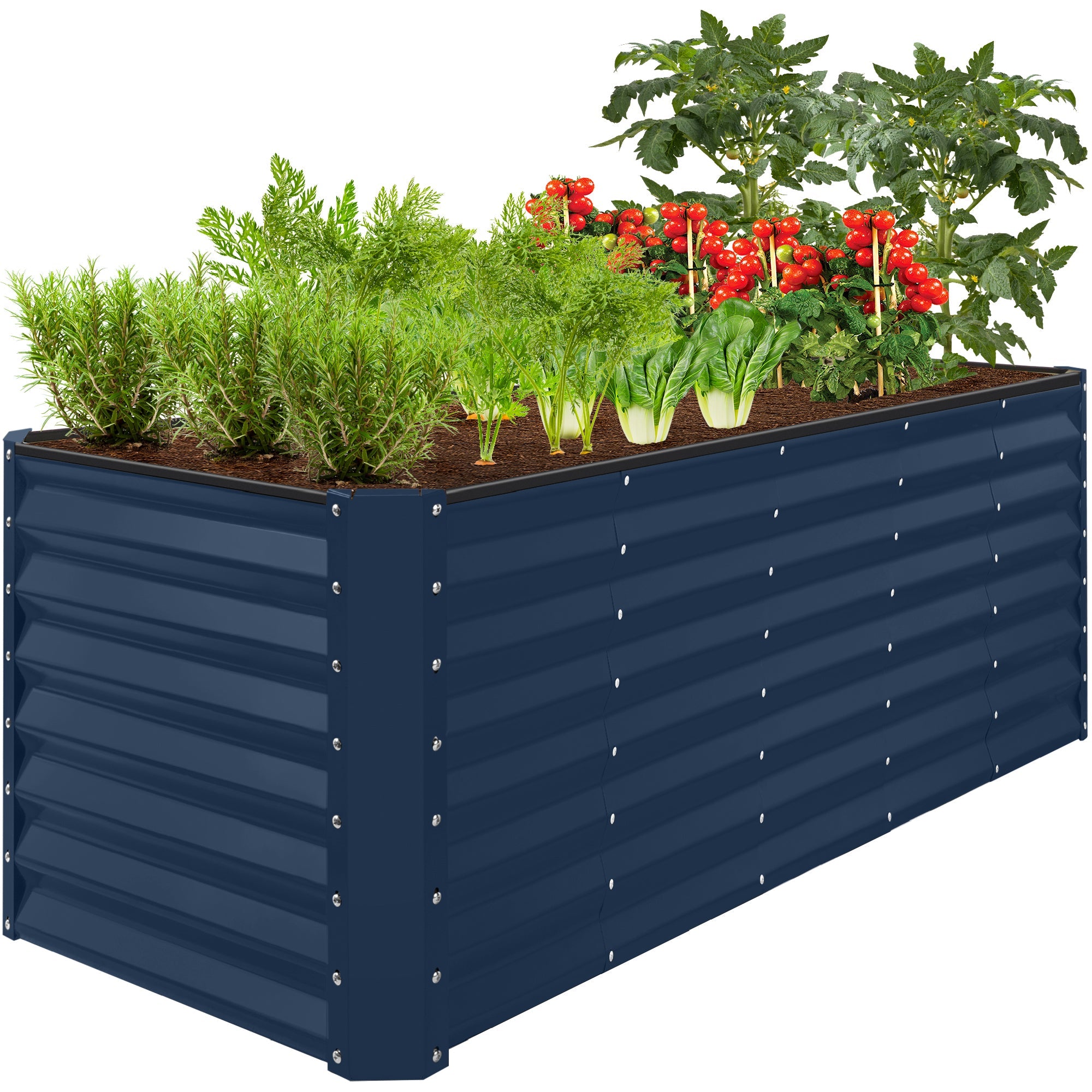 Outdoor Metal Raised Garden Bed for Vegetables, Flowers, Herbs - 8x2x2ft - Navy