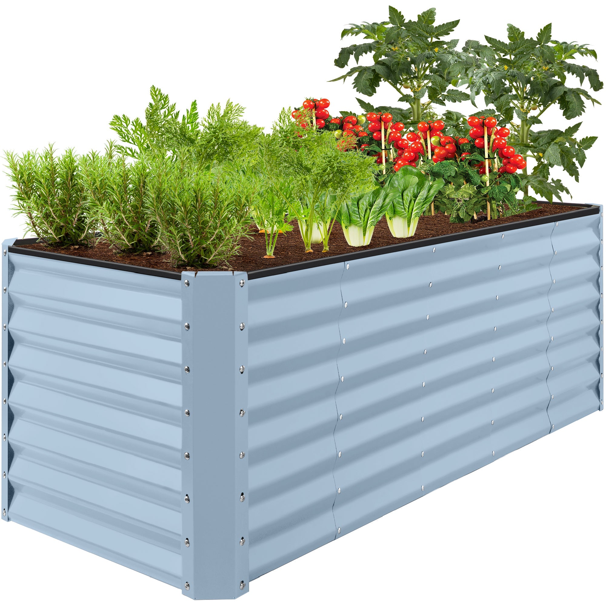 Outdoor Metal Raised Garden Bed for Vegetables, Flowers, Herbs - 8x2x2ft - Mist Blue