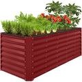 Outdoor Metal Raised Garden Bed for Vegetables, Flowers, Herbs - 8x2x2ft - Royal Red