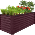 Outdoor Metal Raised Garden Bed for Vegetables, Flowers, Herbs - 8x2x2ft - Burgundy