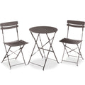 3-Piece Small Folding Patio Bistro Set w/ 2 Chairs - Taupe