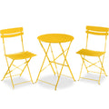 3-Piece Small Folding Patio Bistro Set w/ 2 Chairs - Yellow