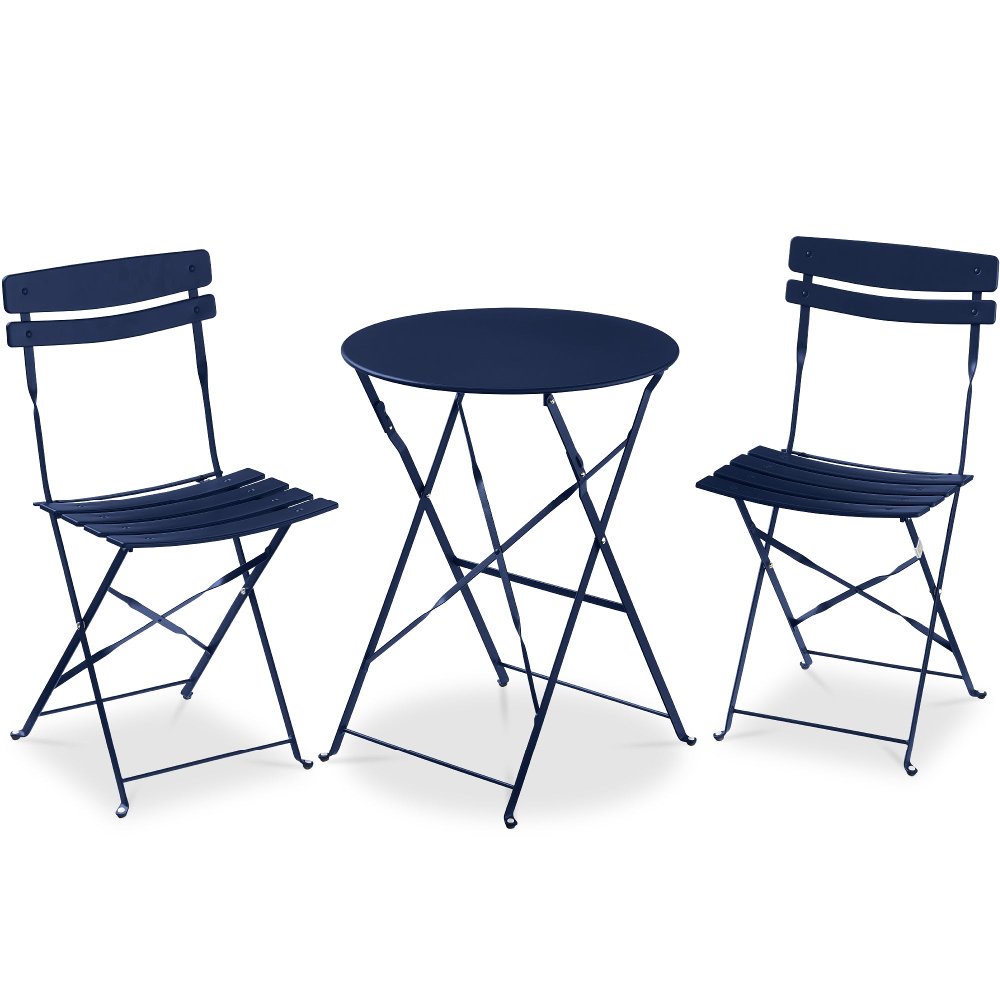 3-Piece Small Folding Patio Bistro Set w/ 2 Chairs - Navy