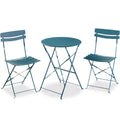 3-Piece Small Folding Patio Bistro Set w/ 2 Chairs - Peacock Blue
