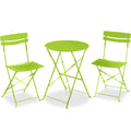 3-Piece Small Folding Patio Bistro Set w/ 2 Chairs - Lime Green
