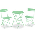 3-Piece Small Folding Patio Bistro Set w/ 2 Chairs - Mint Green
