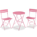 3-Piece Small Folding Patio Bistro Set w/ 2 Chairs - Pink
