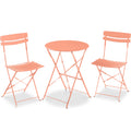 3-Piece Small Folding Patio Bistro Set w/ 2 Chairs - Coral