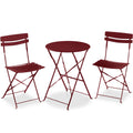 3-Piece Small Folding Patio Bistro Set w/ 2 Chairs - Burgundy