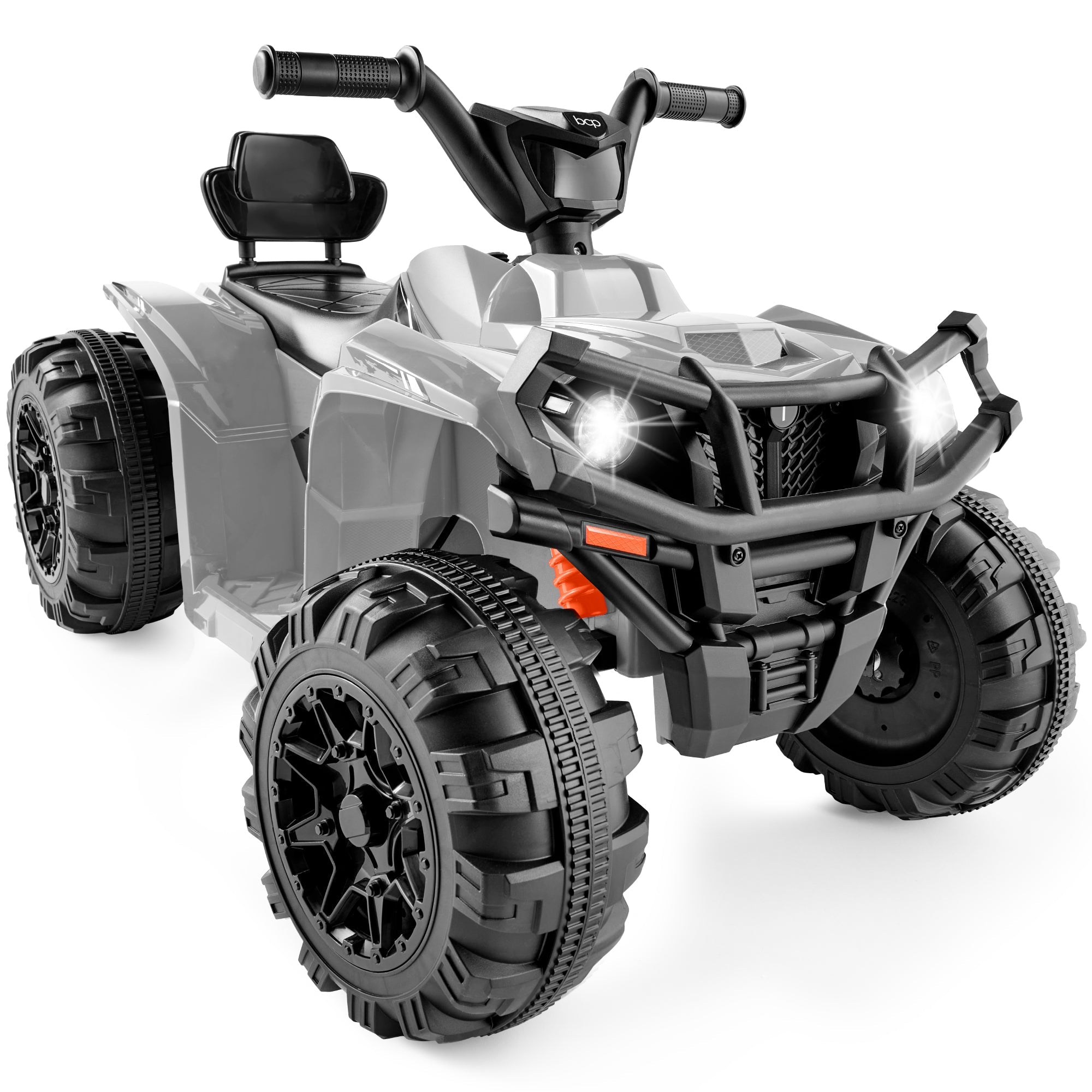 12V Kids Ride-On 4-Wheeler Quad ATV Car w/ 2.4mph Max, Bluetooth, Headlights - Gray