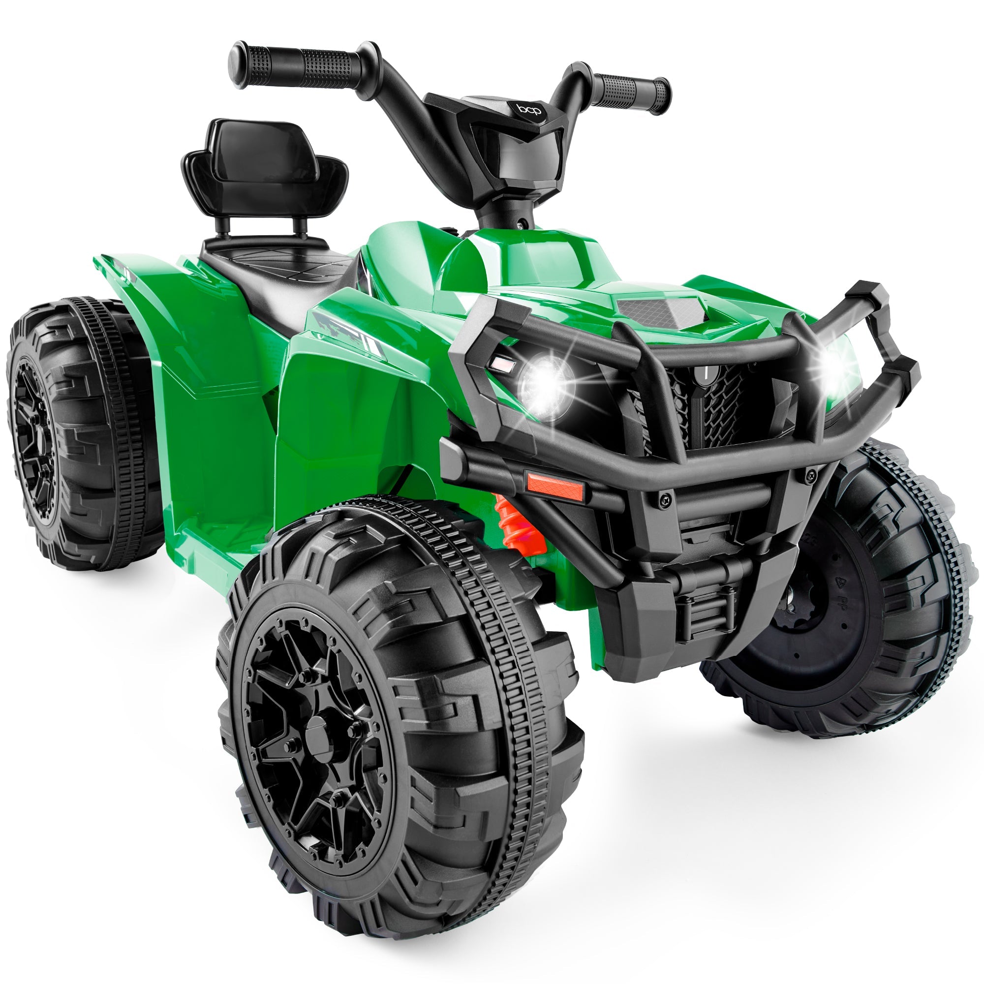 12V Kids Ride-On 4-Wheeler Quad ATV Car w/ 2.4mph Max, Bluetooth, Headlights - Kelly Green