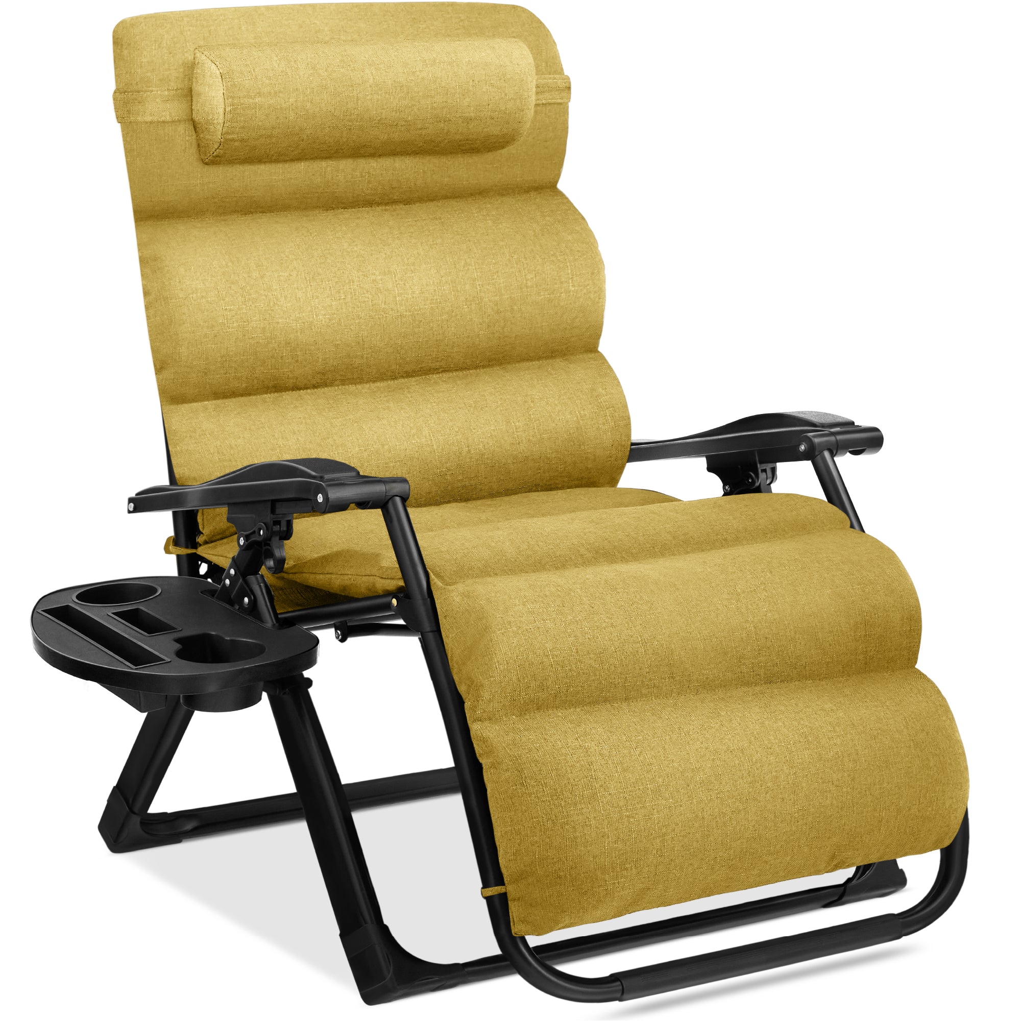 Oversized Zero Gravity Chair, Folding Outdoor Recliner w/ Removable Cushion - Sunflower Yellow