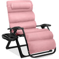 Oversized Zero Gravity Chair, Folding Outdoor Recliner w/ Removable Cushion - Pink