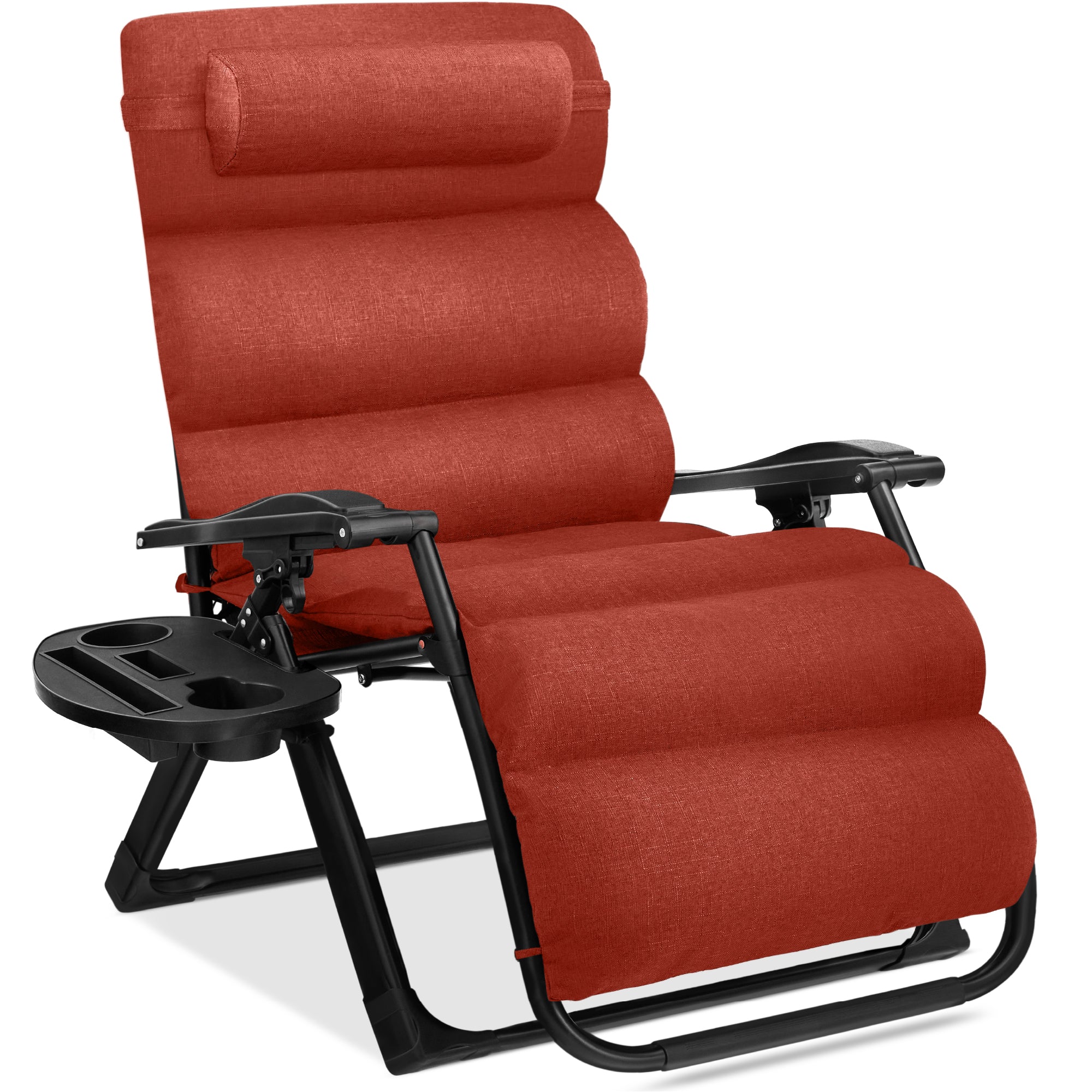 Oversized Zero Gravity Chair, Folding Outdoor Recliner w/ Removable Cushion - Burnt Orange