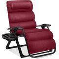 Oversized Zero Gravity Chair, Folding Outdoor Recliner w/ Removable Cushion - Burgundy