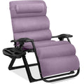 Oversized Zero Gravity Chair, Folding Outdoor Recliner w/ Removable Cushion - Lavender