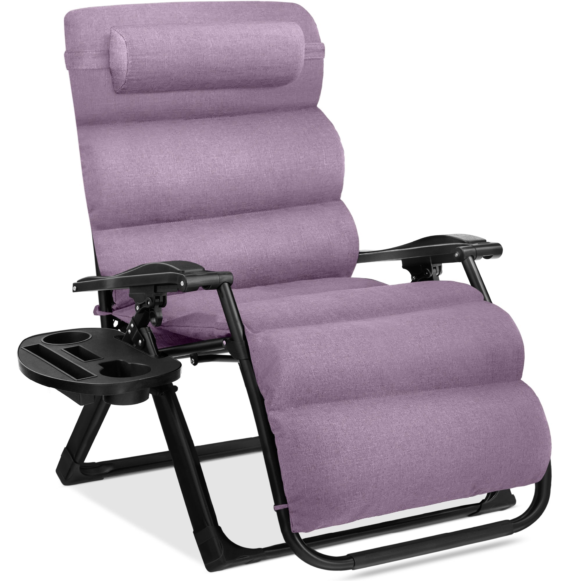 Oversized Zero Gravity Chair, Folding Outdoor Recliner w/ Removable Cushion - Lavender