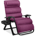 Oversized Zero Gravity Chair, Folding Outdoor Recliner w/ Removable Cushion - Amethyst Purple