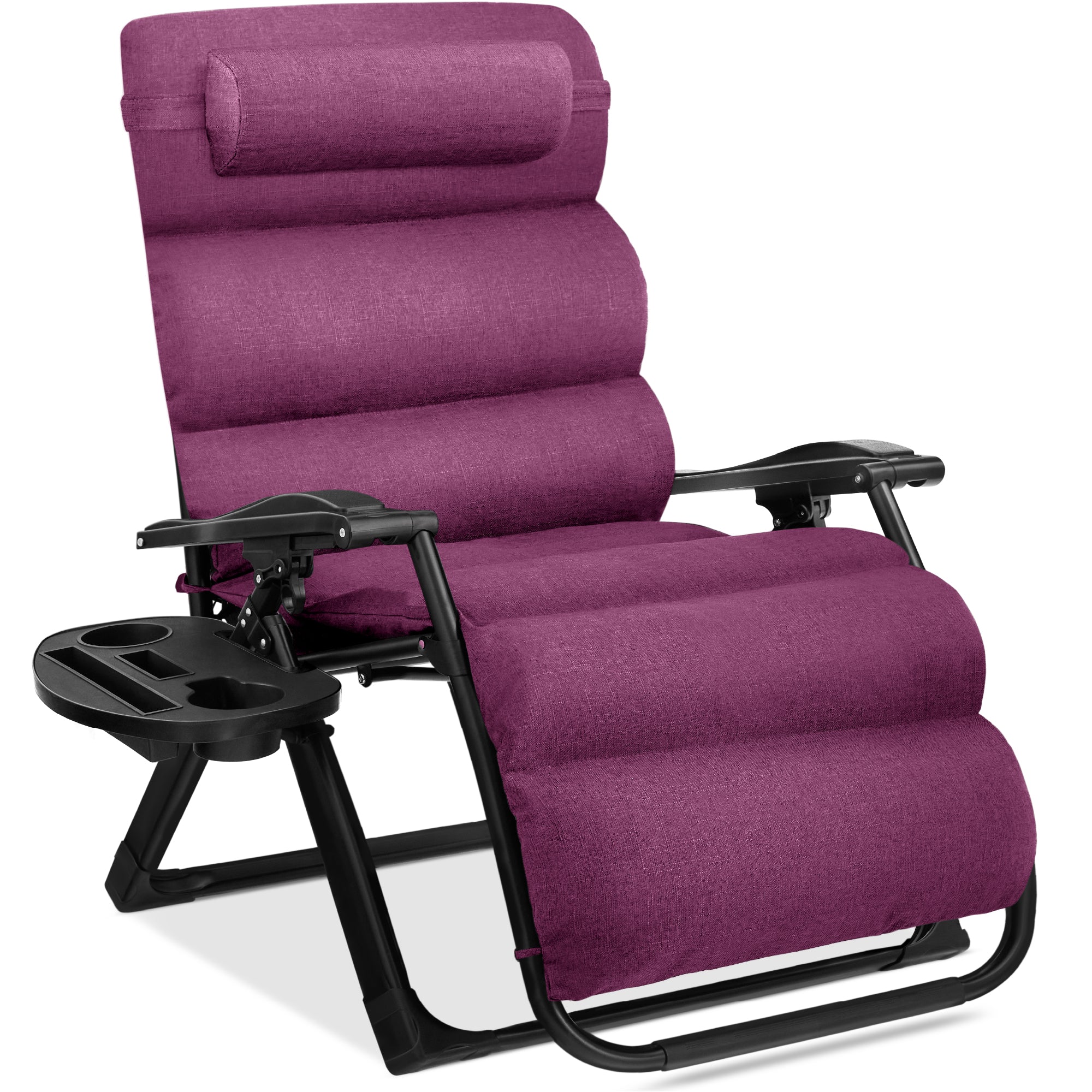Oversized Zero Gravity Chair, Folding Outdoor Recliner w/ Removable Cushion - Amethyst Purple