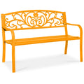 Steel Bench for Outdoor, Patio, Garden w/ Floral Design - 50in - Marigold