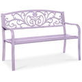 Steel Bench for Outdoor, Patio, Garden w/ Floral Design - 50in - Lavender