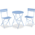 3-Piece Small Folding Patio Bistro Set w/ 2 Chairs - Light Blue
