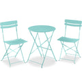 3-Piece Small Folding Patio Bistro Set w/ 2 Chairs - Aqua Blue