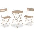 3-Piece Small Folding Patio Bistro Set w/ 2 Chairs - Sand
