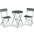 3-Piece Small Folding Patio Bistro Set w/ 2 Chairs - Dark Green