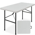 Portable Folding Plastic Dining Table w/ Handle, Lock - 4ft - Light Gray