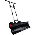 Galvanized Blade 2-Wheel Snow Pusher w/ Adjustable Handle - 36in - Black