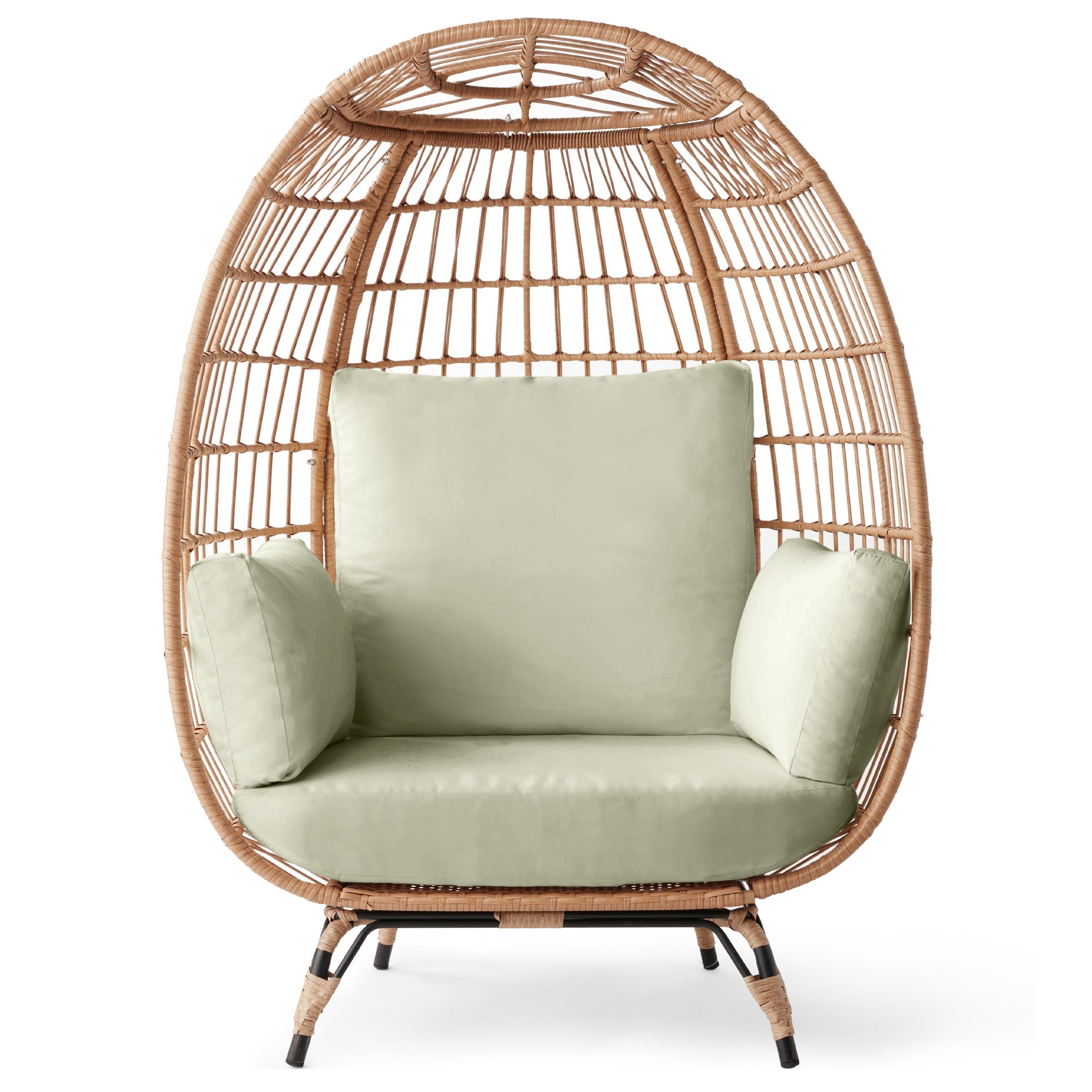 Wicker Egg Chair Oversized Indoor Outdoor Patio Lounger - Sage