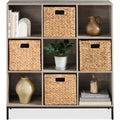 Elevated 9-Cube Storage Organizer, 11in Bookshelf, w/ Metal Legs - Greige