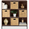 Elevated 9-Cube Storage Organizer, 11in Bookshelf, w/ Metal Legs - Walnut