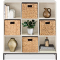 Elevated 9-Cube Storage Organizer, 11in Bookshelf, w/ Metal Legs - Whitewash