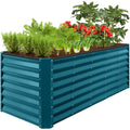 Outdoor Metal Raised Garden Bed for Vegetables, Flowers, Herbs - 8x2x2ft - Peacock Blue