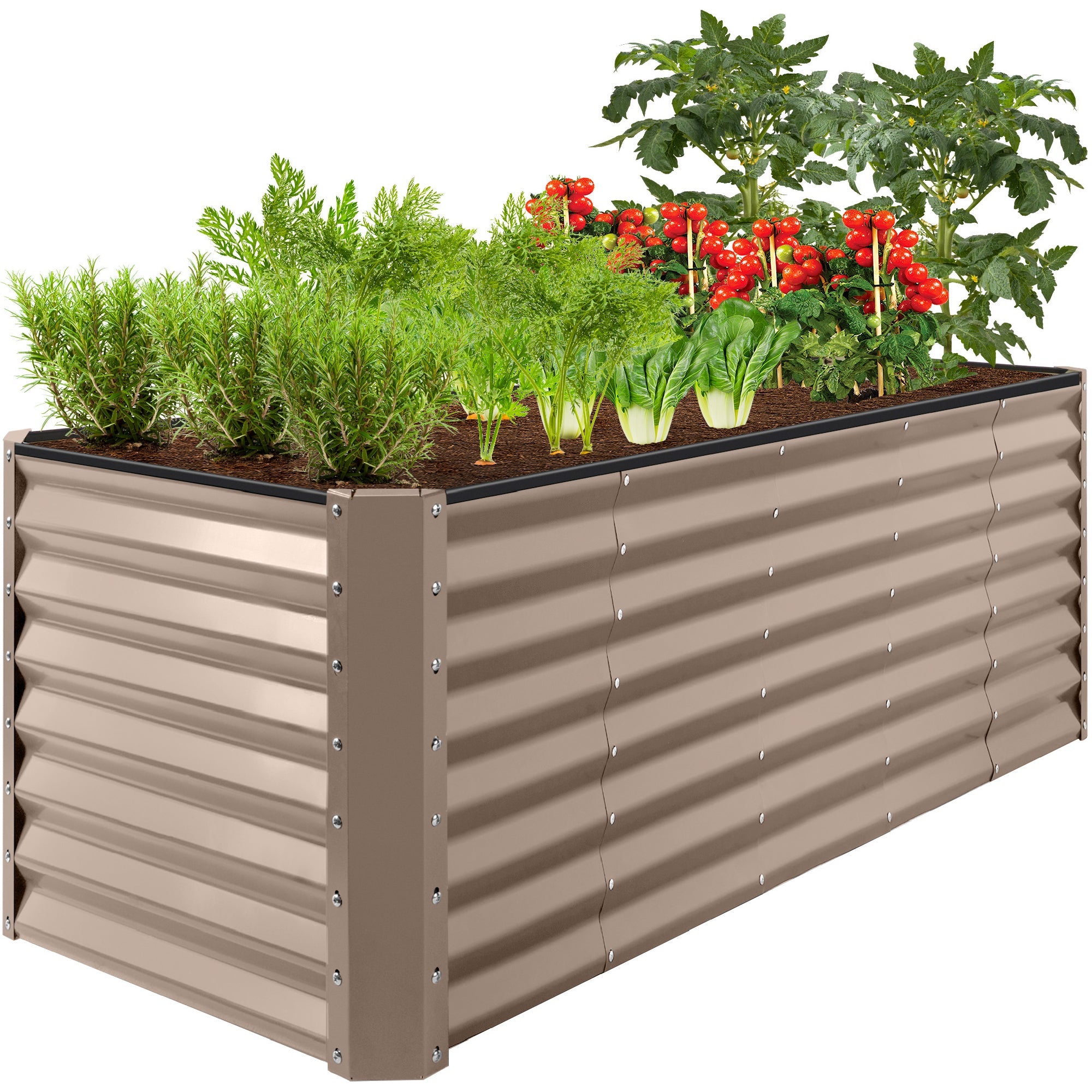 Outdoor Metal Raised Garden Bed for Vegetables, Flowers, Herbs - 8x2x2ft - Taupe