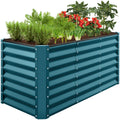 Outdoor Raised Metal Garden Bed for Vegetables, Flowers, Herbs - 4x2x2ft - Peacock Blue