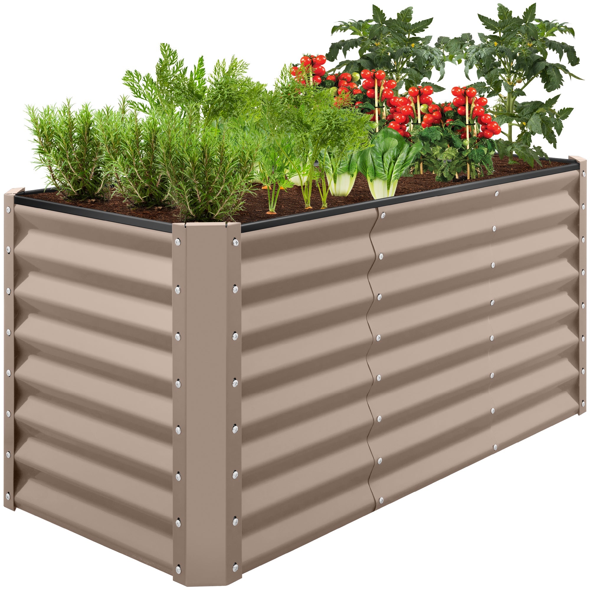 Outdoor Raised Metal Garden Bed for Vegetables, Flowers, Herbs - 4x2x2ft - Taupe