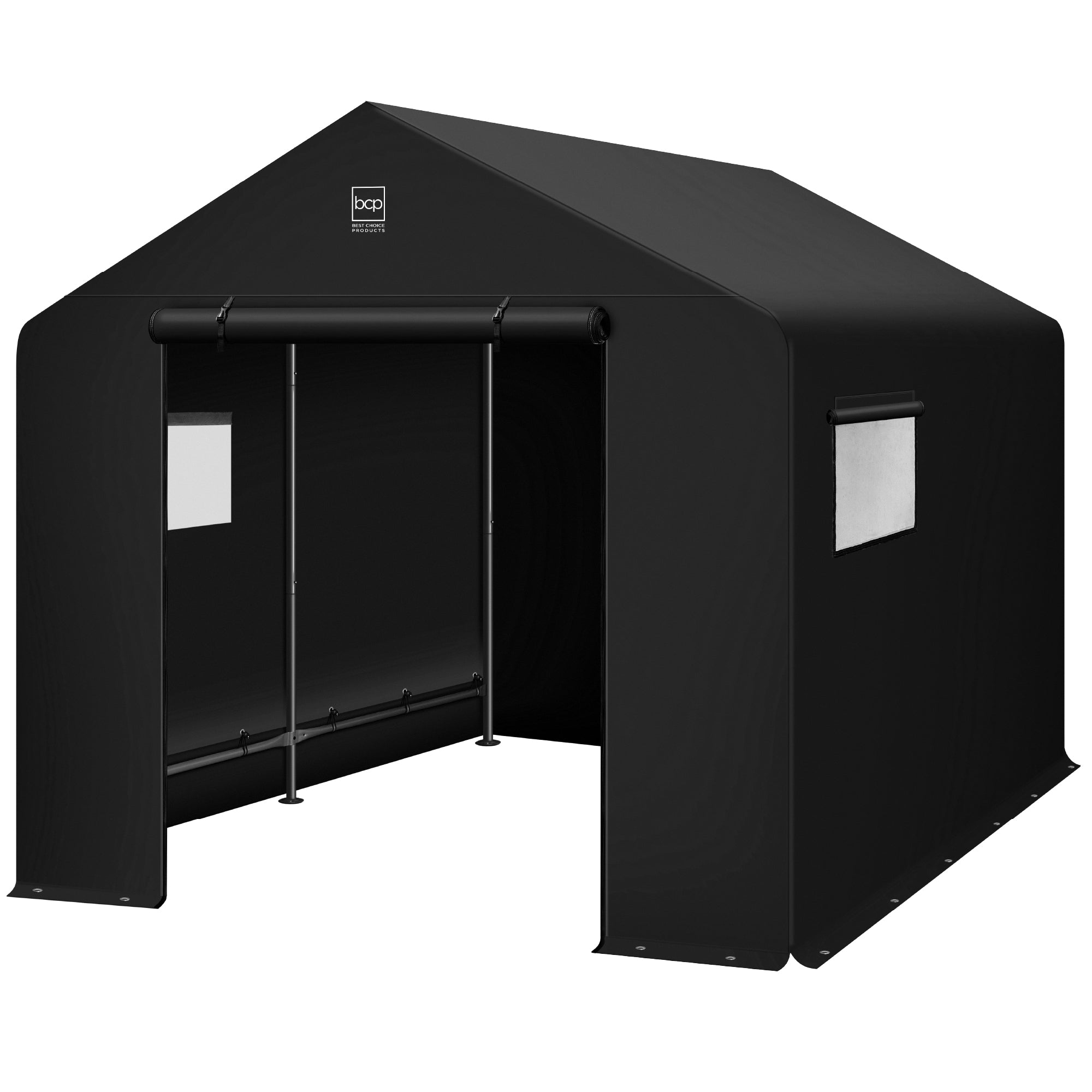 Outdoor Fabric Storage Shed w/ Metal Frame, Dual Zipper Doors - 10x8ft - Black