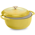 Cast-Iron Dutch Oven Kitchen Cookware w/ Enamel, Handles - 6qt - Lemon Meringue