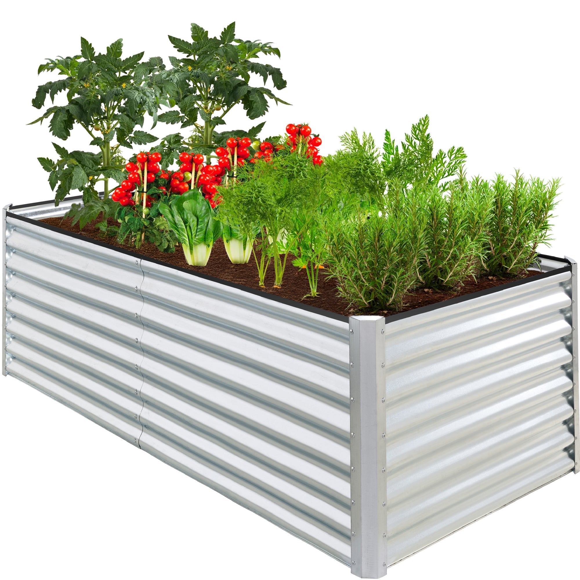 Outdoor Metal Raised Garden Bed for Vegetables, Flowers, Herbs - 6x3x2ft - Galvanized